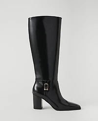 Ann Taylor Leather Block Heel Tall Boot Black Women's