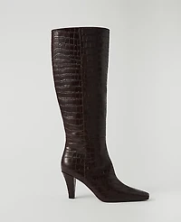 Ann Taylor Croco Skinny Heel Tall Boot Pure Chocolate Women's