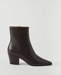 Ann Taylor Leather Tapered Heel Bootie Pure Chocolate Women's