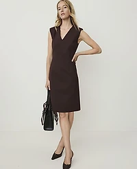Ann Taylor The Petite V-Neck Sheath Dress Ponte Pure Chocolate Women's