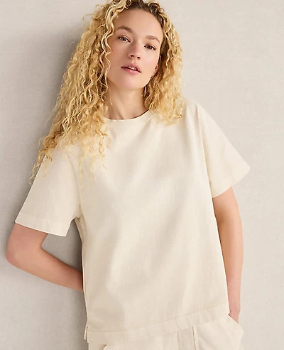 Ann Taylor Haven Well Within Garment-Dyed Organic Cotton Jersey Knit T-Shirt Beige Women's