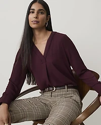 Ann Taylor Petite Lace Trim Top Purest Plum Women's