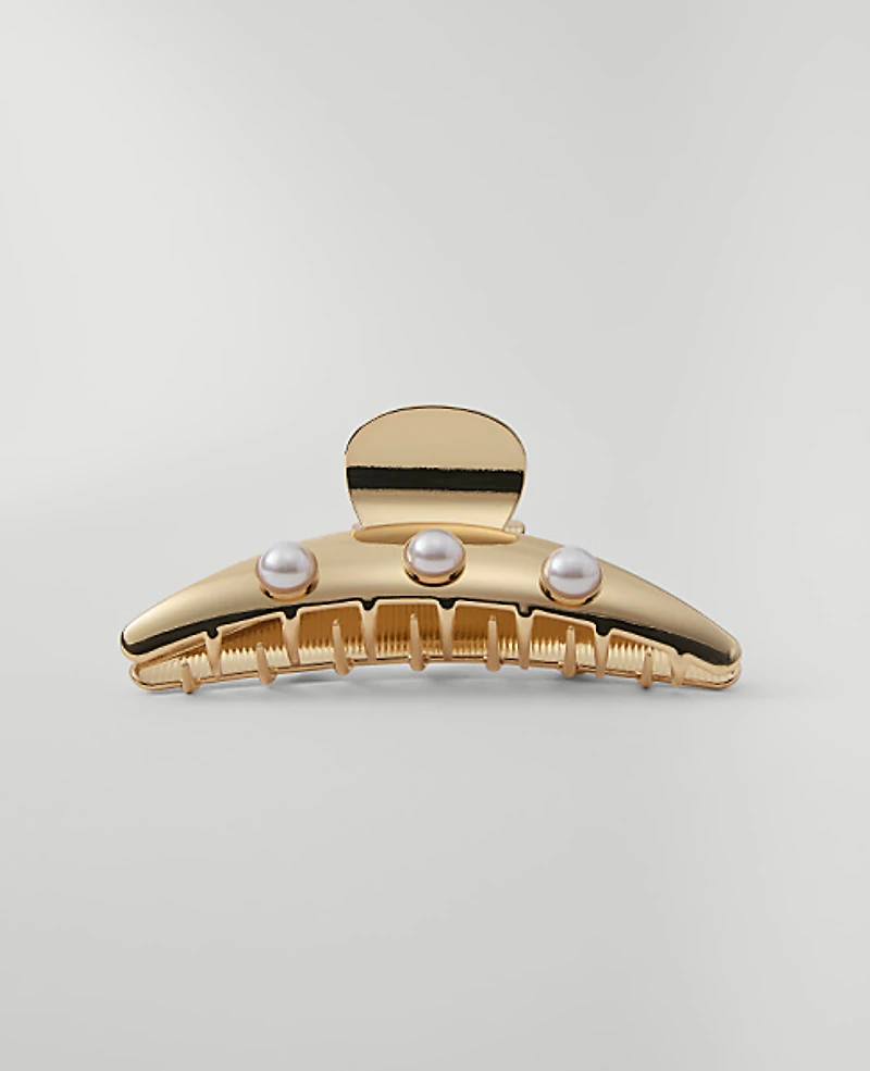 Ann Taylor Weekend Pearl Embellished Claw Clip Ivory Women's