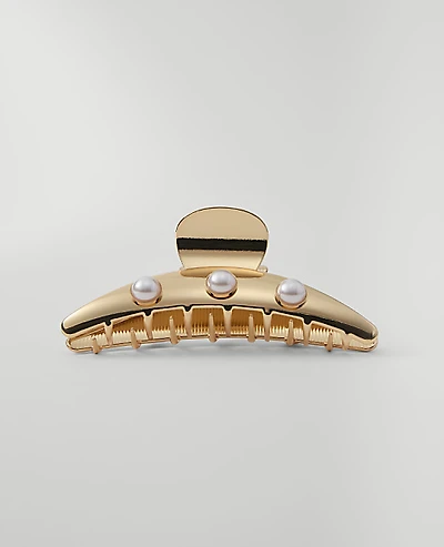 Ann Taylor Weekend Pearl Embellished Claw Clip Ivory Women's