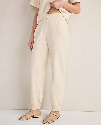Ann Taylor Haven Well Within Garment-Dyed Organic Cotton Jersey Knit Joggers Beige Women's