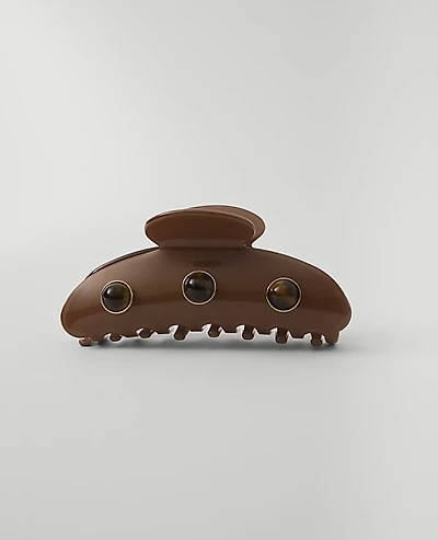 Ann Taylor Weekend Stone Claw Clip Rich Mocha Women's
