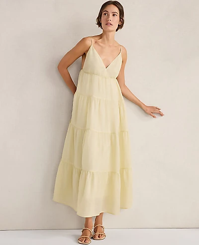 Ann Taylor Haven Well Within Ramie Blend Tiered Maxi Dress Soft Spring Green Women's