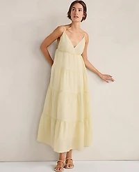 Ann Taylor Haven Well Within Ramie Blend Tiered Maxi Dress Soft Spring Green Women's
