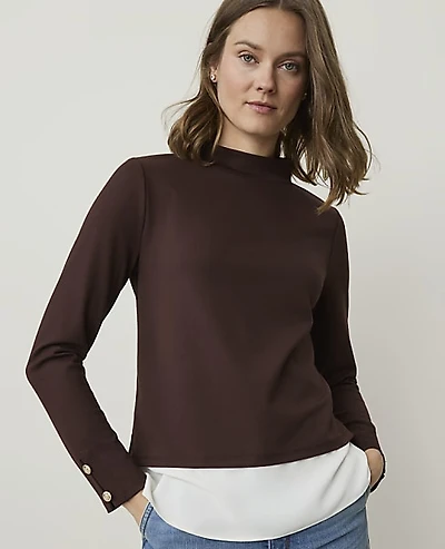 Ann Taylor Layered Mock Neck Top Women's