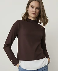 Ann Taylor Layered Mock Neck Top Women's