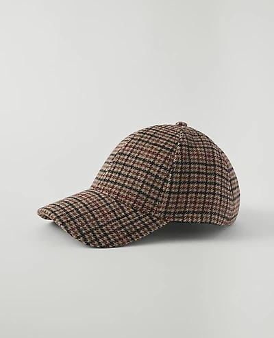 Ann Taylor Weekend Plaid Baseball Cap Berry Mousse Women's