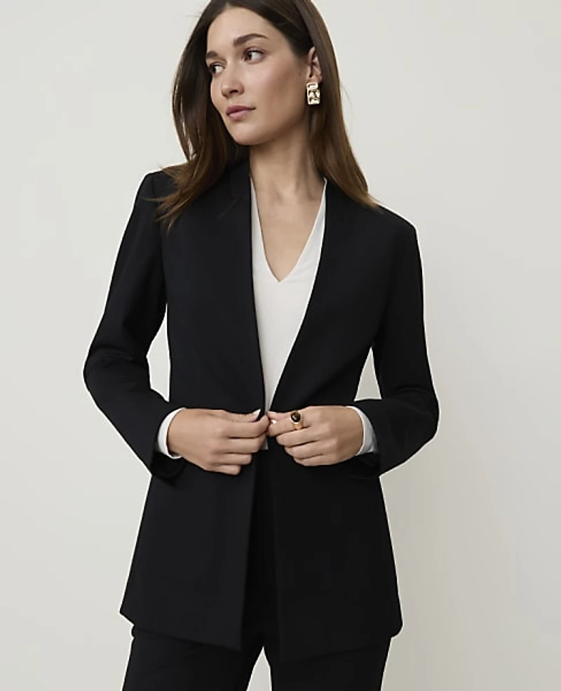 Ann Taylor The Collarless Blazer Ponte Black Women's