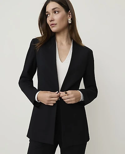 Ann Taylor The Collarless Blazer Ponte Black Women's