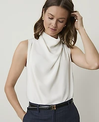 Ann Taylor Mixed Media Sleeveless Top Winter White Women's
