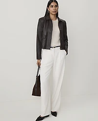 Ann Taylor The Belted Pleated Straight Pant Sea Pearl Women's