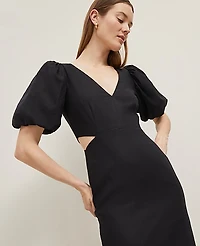 Ann Taylor Linen Blend Cutout Dress Size 8 Black Women's