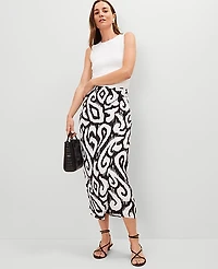 Ann Taylor Ikat Sarong Pencil Skirt Size 10 Black Women's