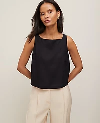 Ann Taylor Linen Blend Tank Top Size XL Black Women's