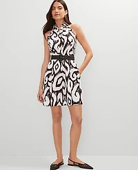 Ann Taylor Ikat Belted Romper Size 6 Black Women's