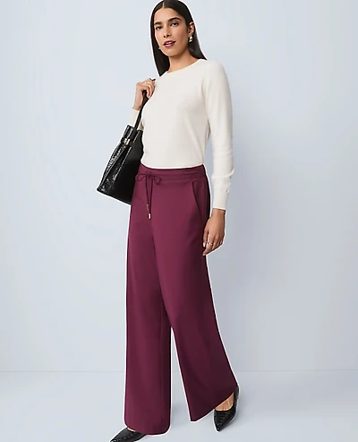 Ann Taylor Wide-Leg Jogger Pant Size Large Windsor Wine Women's