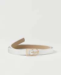 Ann Taylor Skinny Rectangle Buckle Belt Size Large White Women's
