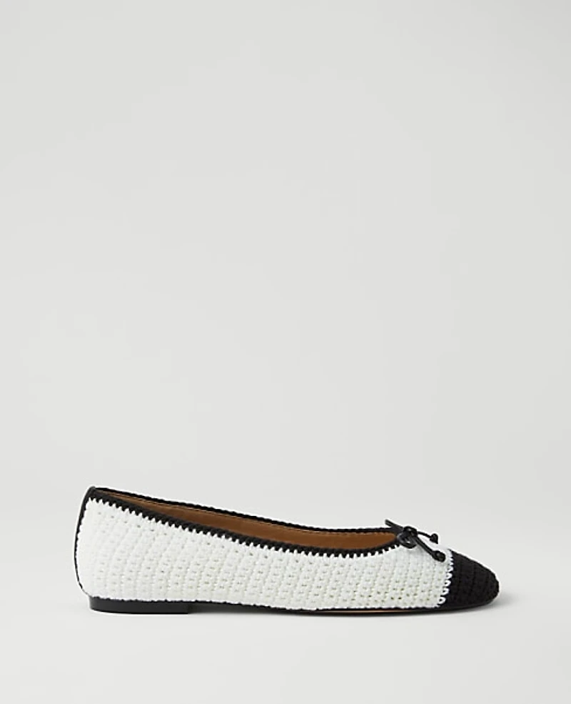 Ann Taylor Weekend Collection Crochet Ballet Flat White Women's