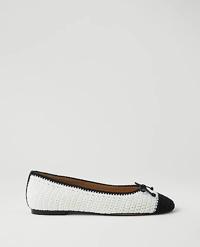 Ann Taylor Weekend Collection Crochet Ballet Flat White Women's