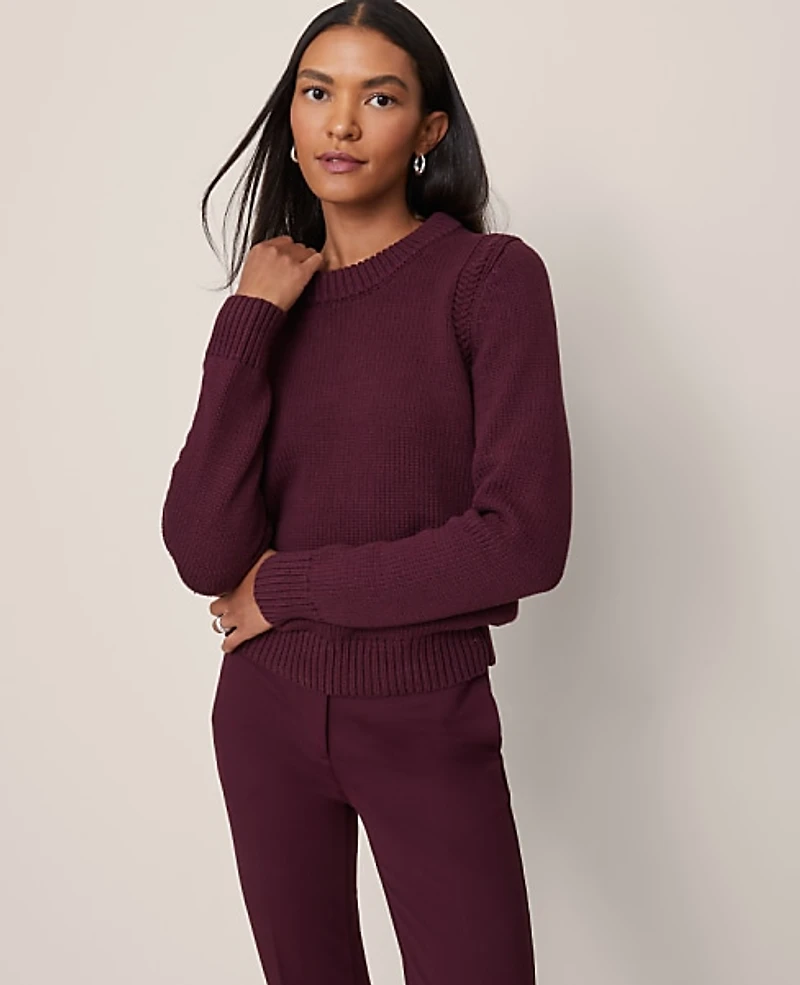 Ann Taylor Shoulder Detail Crew Neck Sweater Women's