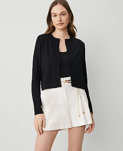 Ann Taylor Petite Cropped Open Cardigan Size XL Black Women's