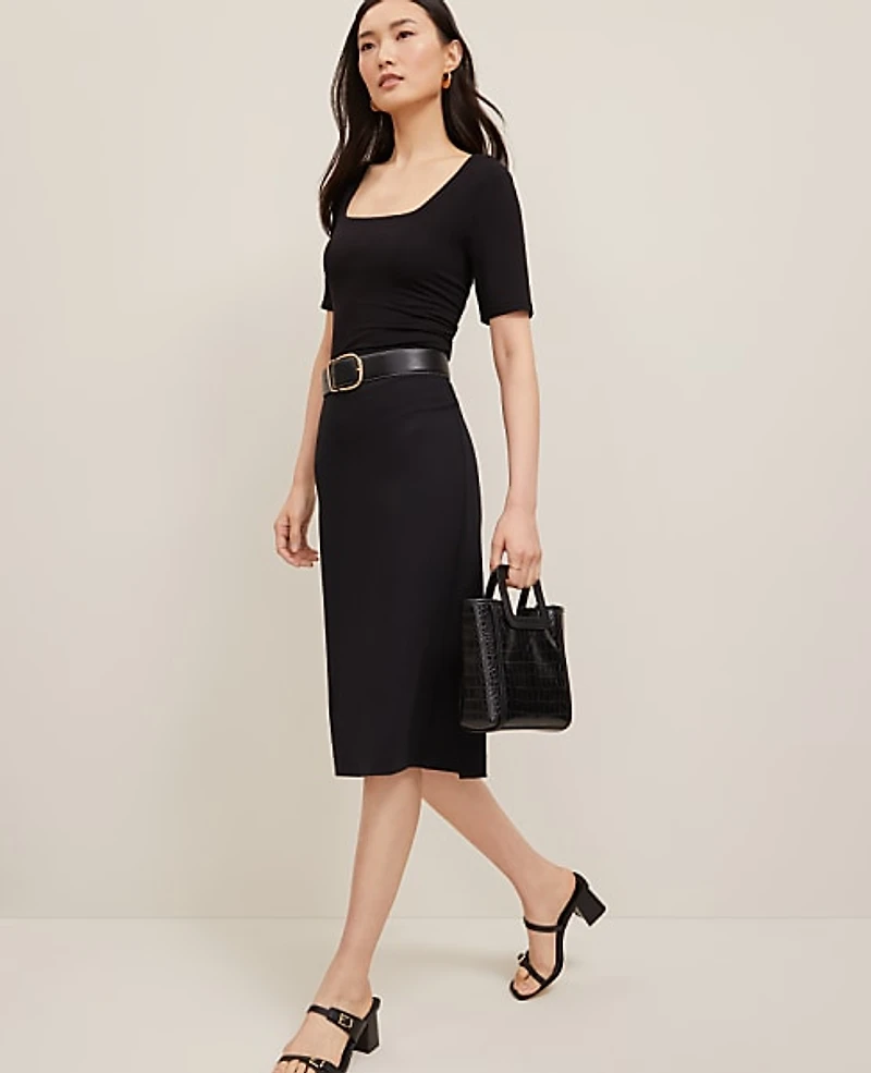 Ann Taylor Ponte Pencil Skirt Black Women's