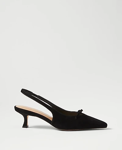 Ann Taylor Bow Suede Slingback Pump Women's