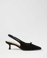 Ann Taylor Bow Suede Slingback Pump Size 5 1/2 Black Women's
