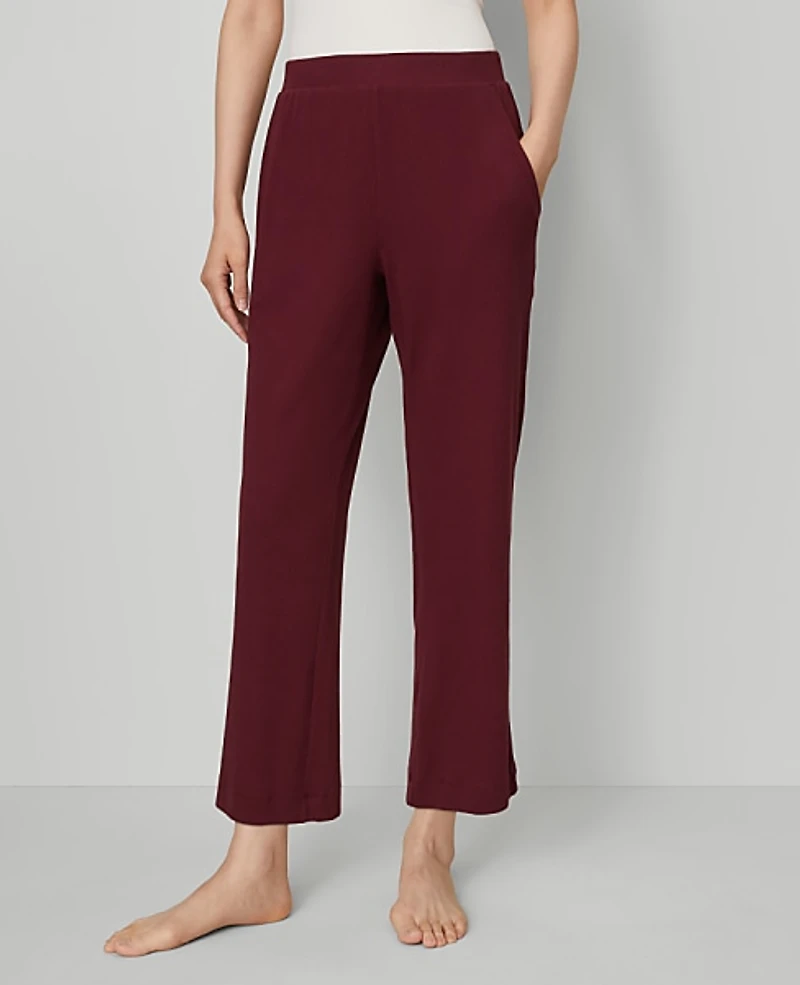 Ann Taylor Ribbed Wide-Leg Lounge Pants Size XS Windsor Wine Women's