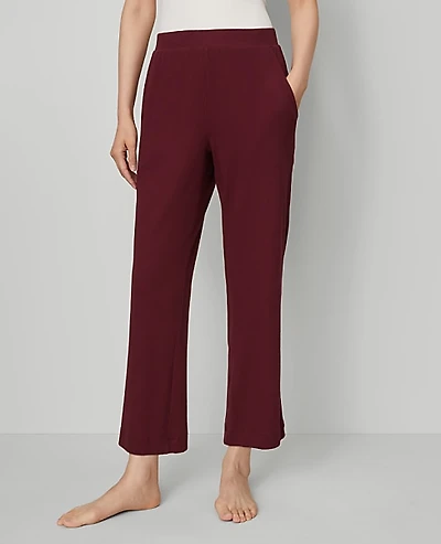 Ann Taylor Ribbed Wide-Leg Lounge Pants Size XS Windsor Wine Women's