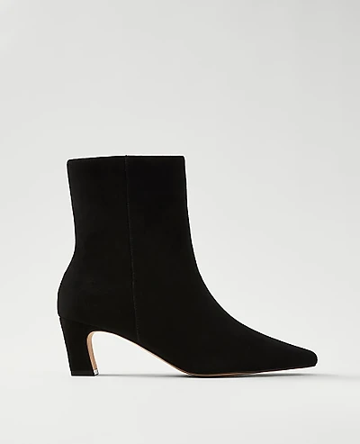 Ann Taylor Suede Skinny Heel Bootie Black Women's