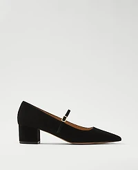 Ann Taylor Suede Pointy Toe Block Heel Pump Black Women's