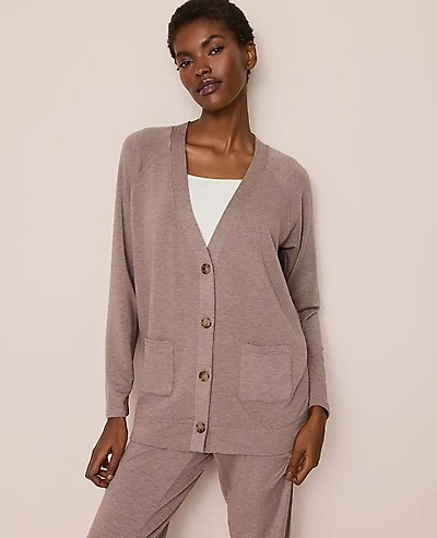 Ann Taylor Button Lounge Cardigan Cardamom Heather Women's