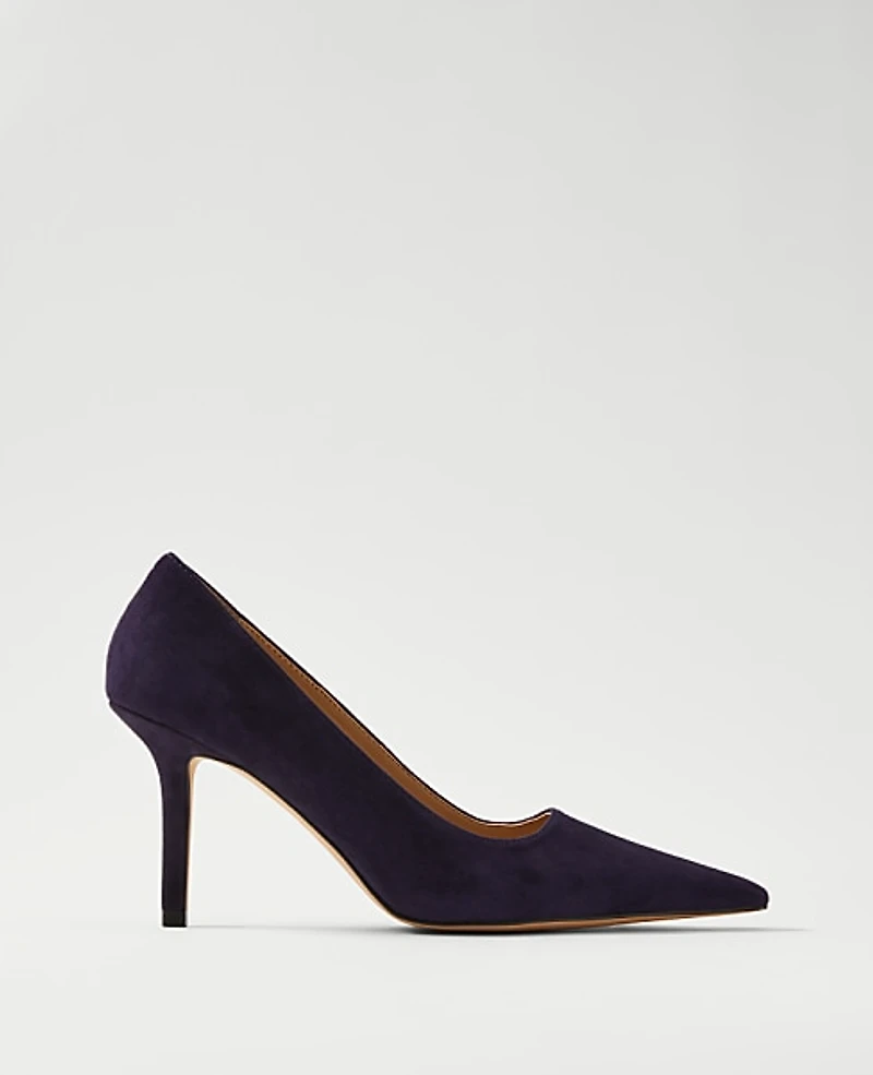 Ann Taylor Pointy Toe Suede Pump Bold Plum Women's