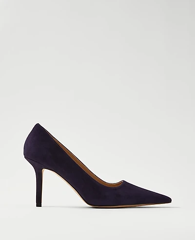 Ann Taylor Pointy Toe Suede Pump Bold Plum Women's