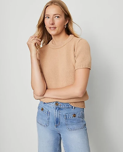 Ann Taylor Weekend Chunky Wedge Sweater T-Shirt Size Small Cafe Au Lait Women's