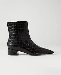 Ann Taylor Croco Nip Toe Bootie 1/2 Black Women's