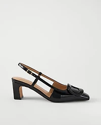 Ann Taylor Patent Leather Buckle Pump Size 7 Black Women's