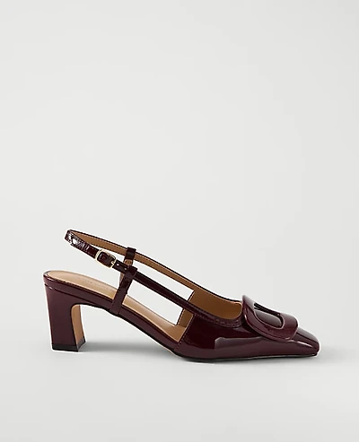 Ann Taylor Patent Leather Buckle Pump Dark Burgundy Women's
