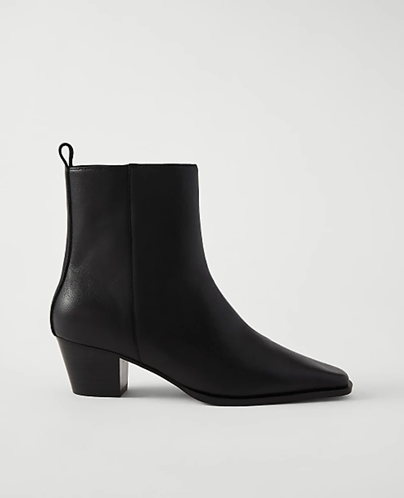 Ann Taylor Tapered Heel Leather Bootie Women's