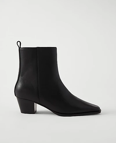 Ann Taylor Tapered Heel Leather Bootie Women's
