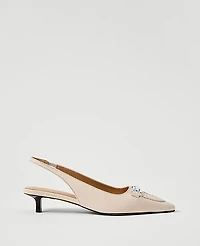 Ann Taylor Horsebit Leather Slingback Pump Cream Beige Women's