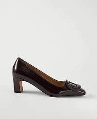 Ann Taylor Patent Buckle Pump Size 7 1/2 Brown Stone Women's