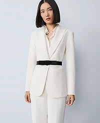 Ann Taylor The Belted Fitted Long Blazer Crepe Winter White Women's