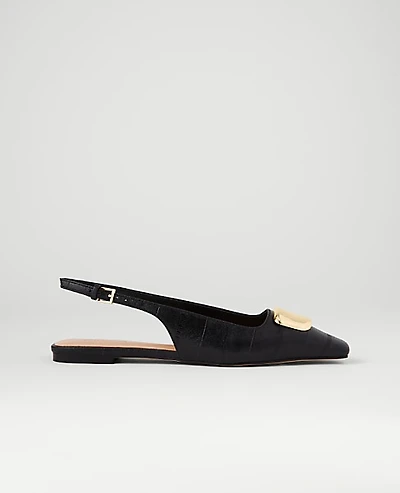 Ann Taylor Leather Buckle Slingback Flat Women's