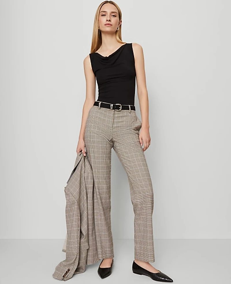 Ann Taylor The Straight Pant Plaid Copper/Cream Multi Women's